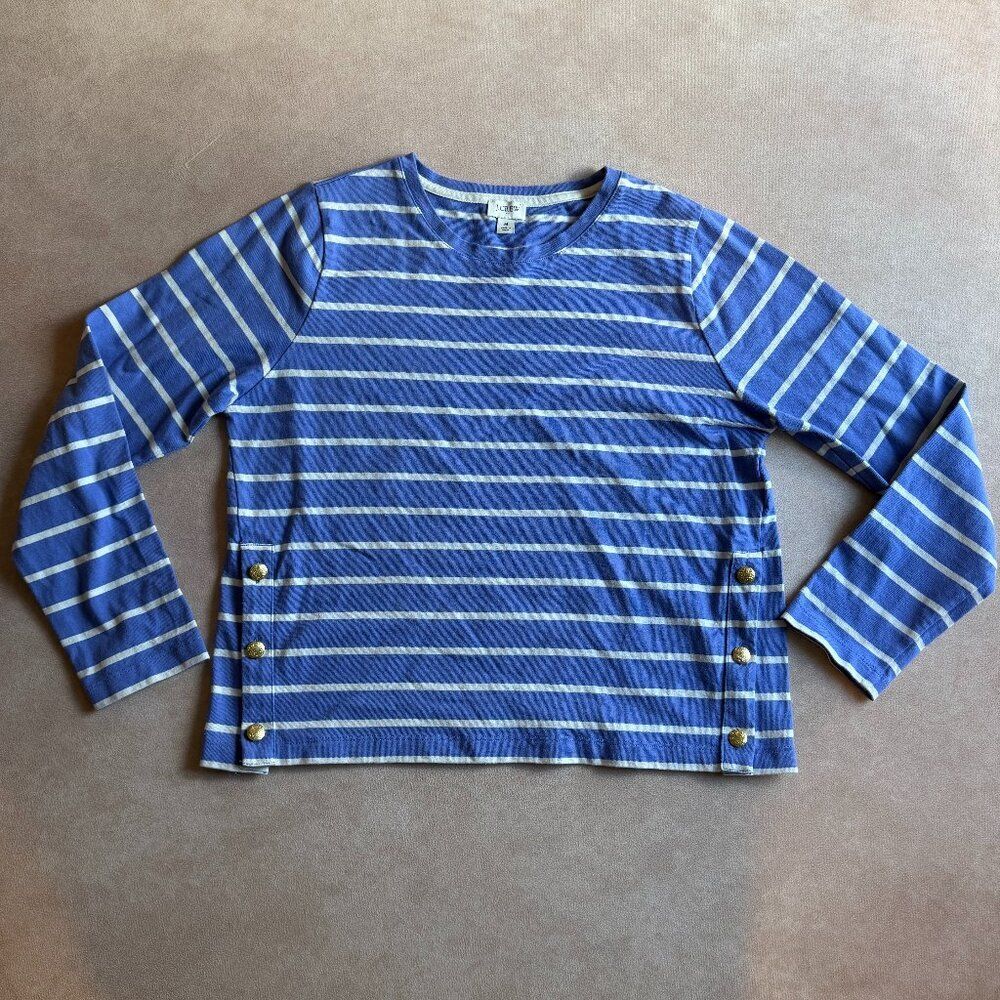 J. Crew Factory Striped long-sleeve side-button top • size medium • NWT • CG041